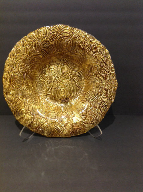 16" Iridescent Glass Silverina Bowl w/Stand