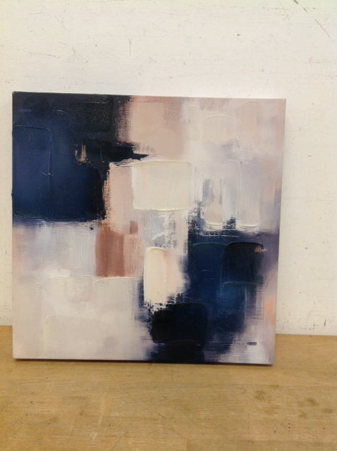 18"Sq Blue/Tan Abstract on Canvas