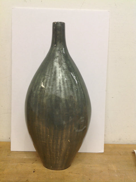 26" Green Glazed Resin Vase AS-IS