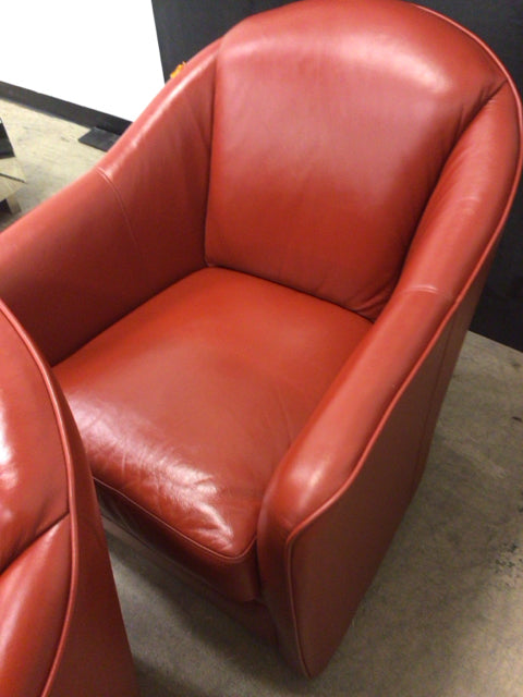 Red Vinyl Swivel Chair