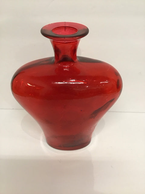 11" Red Glass Vase