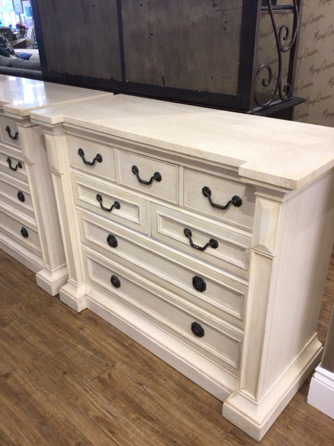 Henredon 7 Drawer/Travertine Top Chest