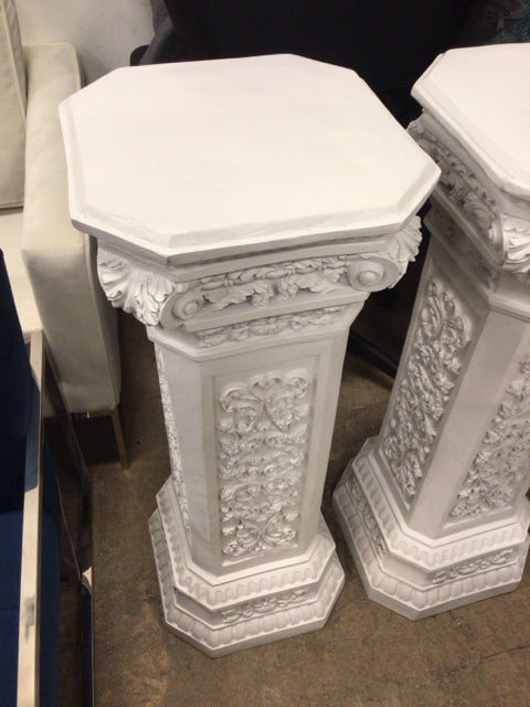 Carved White Pedestal