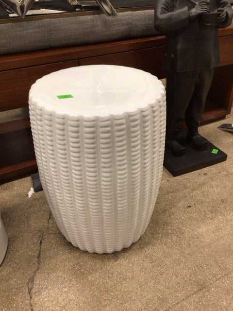 White Fluted Garden Stool