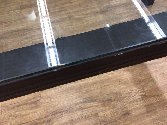 Glass Top Leather Wrapped Base Dining Table