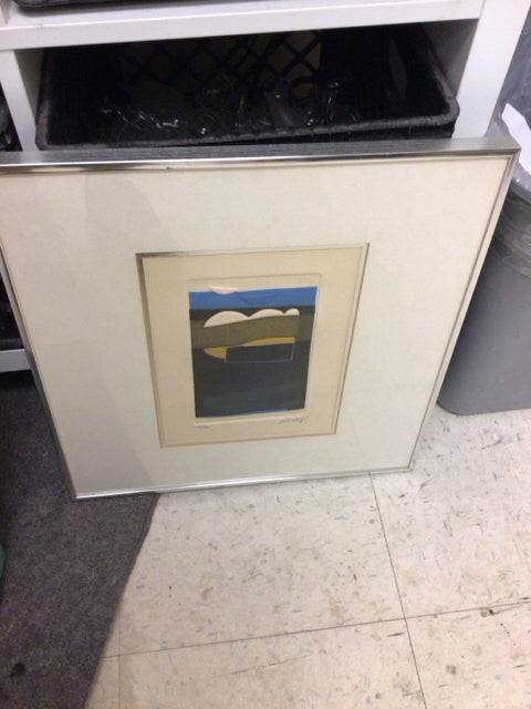 16 1/8" X 16 5/8" Silver Framed Mixed Media