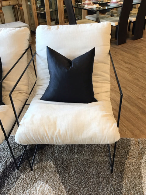 Cream Fabric Cushioned Strapback Chair