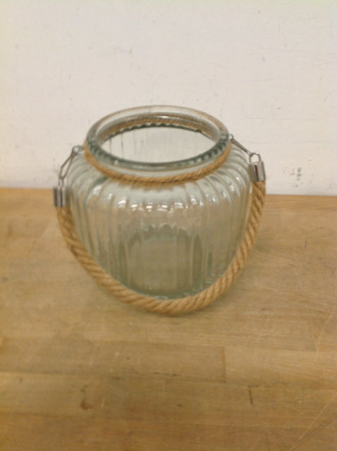 7" Glass Jar W Rope