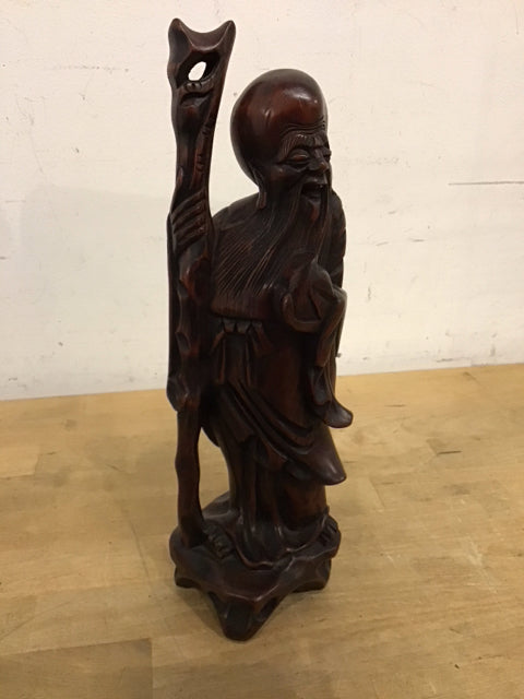 12" Asian Wooden Warrior Sculpture