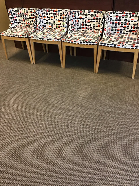 Set Of 4 Circle Print Dining Chair W/Wood Base As Is
