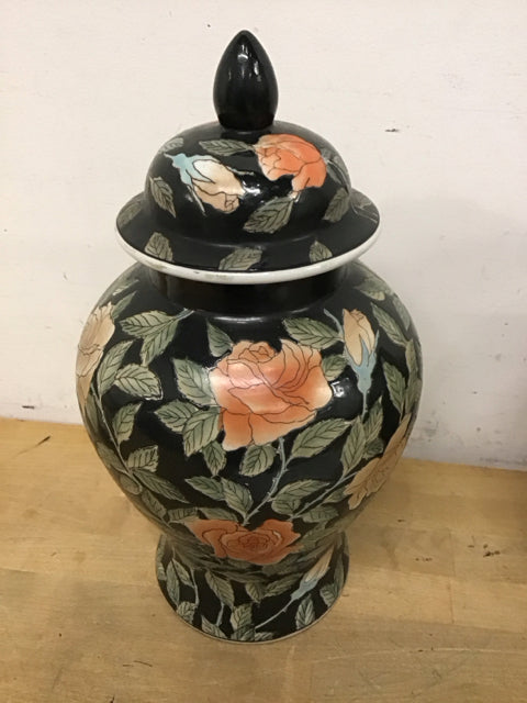 15" Asian Floral Ginger Jar