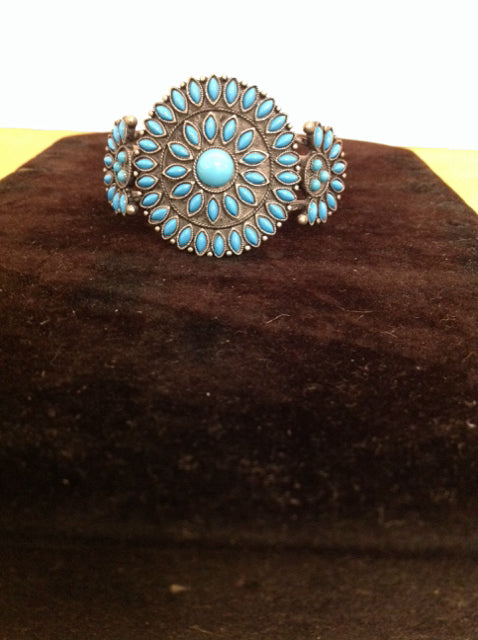 Blue Beaded Cuff Bracelet