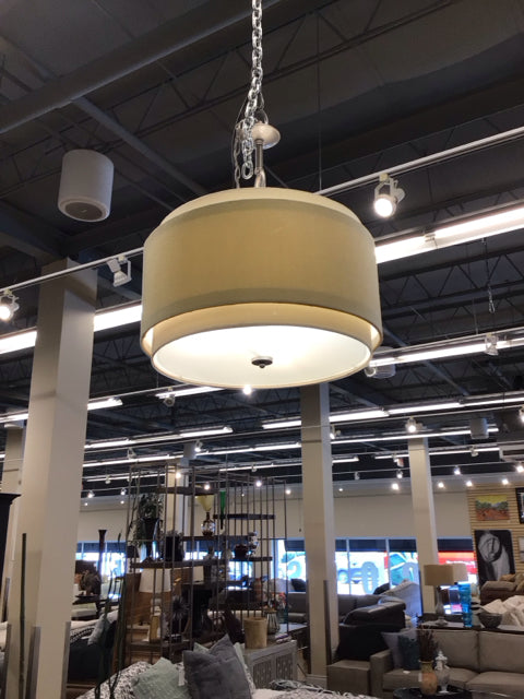 Linen Two Tone W/Brushed Silver Drum Light