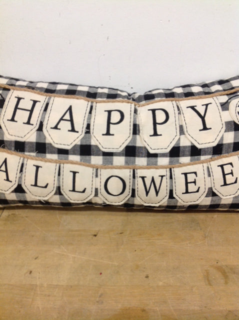 Pillow- 28" Happy Halloween Plaid