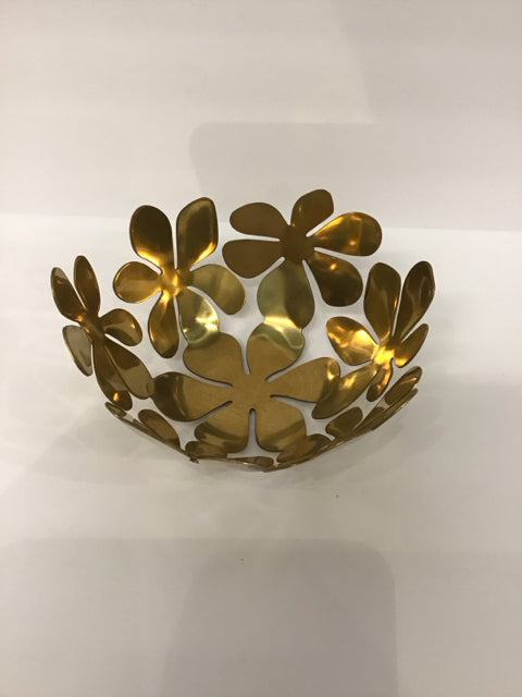 8" Gold Metal Flower Bowl