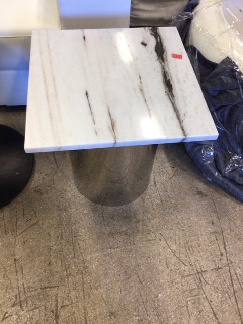 CB2 Luca White Marble Side Table