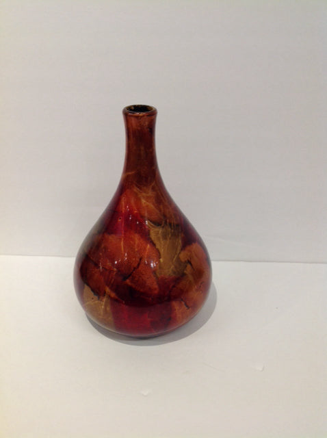 11" Gold/Red Foil Wrapped Vase w/Narrow Top