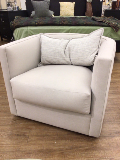 Nathan Anthony Off White Curved Swivel Arm Chair