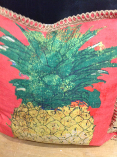 Pillow- 18" Coral Pineapple
