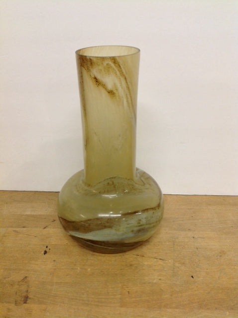 13" Art Deco Tan/Brown Glass Vase