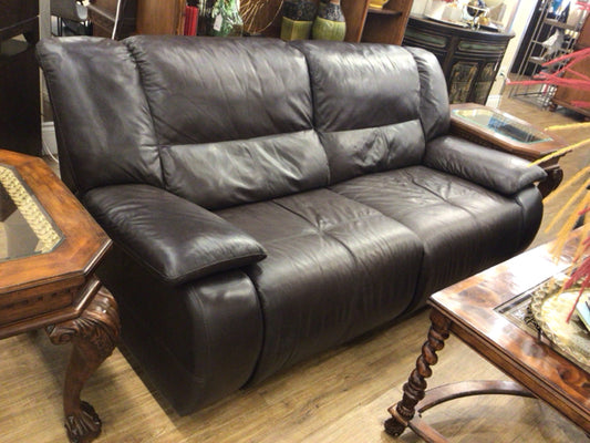 AS-IS Dark Brown Leathee Dual Power Reclining Sofa