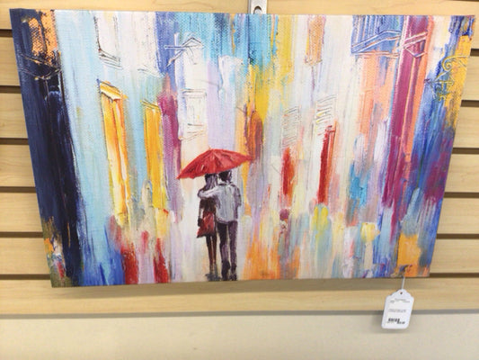 16x24 Couple Under Umbrella Canvas Art
