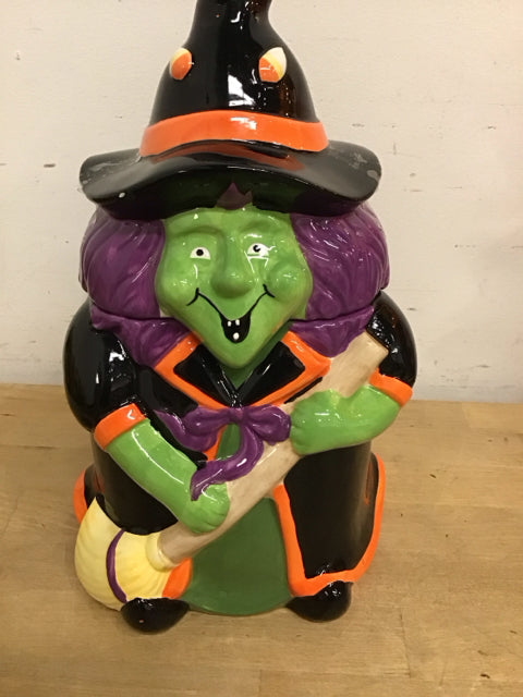 13" Ceramic Halloween Witch Cookie Jar