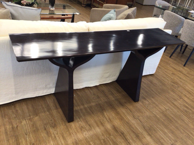 72" X 18" AS-IS Dark Wood Console Table(Top Has Scratches/Has Been Repaired)