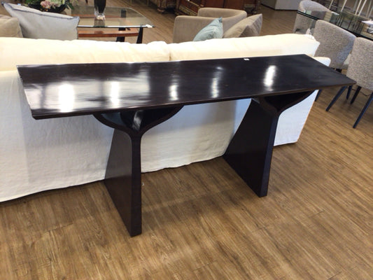 72" X 18" AS-IS Dark Wood Console Table(Top Has Scratches/Has Been Repaired)