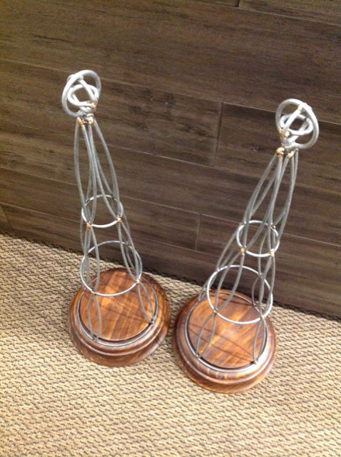 Candle Holders - 25" Pair Of Wood & Metal