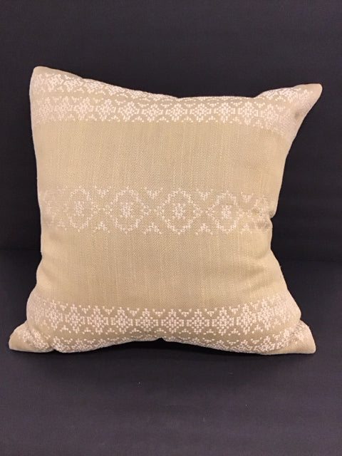 Yellow Pillow w/White Stitched Design