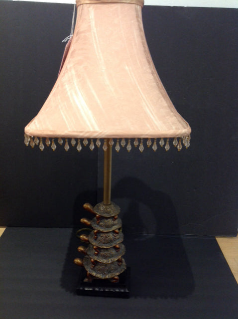 Resin Stacked Turtle/Beaded Shade Lamp