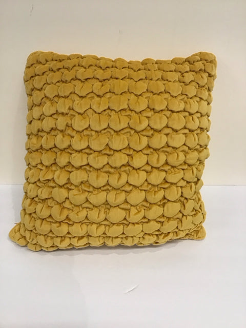 Gold Velour Smocked Pouf