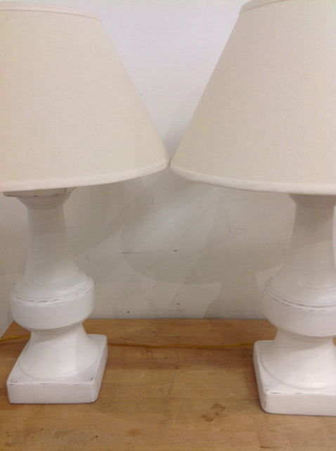 26" Pair Of White Ceramic Lamps