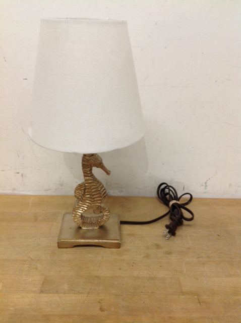 16" Gold Metal Seahorse Lamp w/Shade