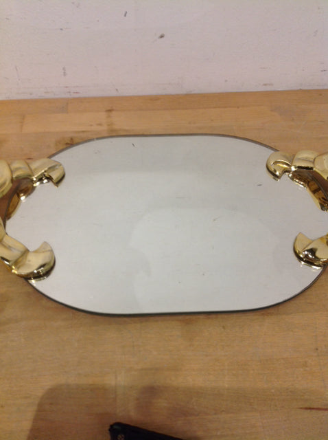 Tray- 16" Gold Bow Mirror