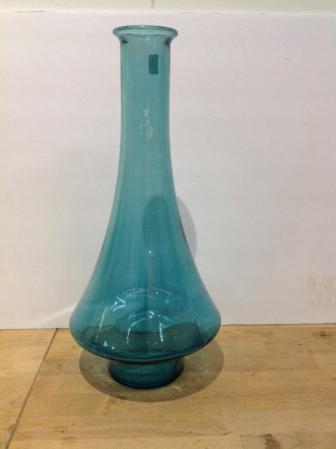 18" Blue Glass Genie Bottle Vase