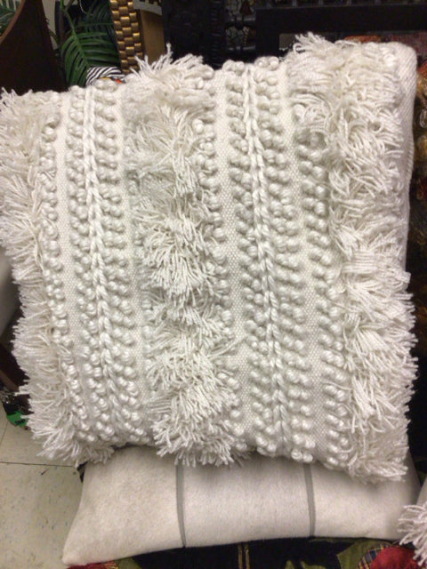 White Fringe Pillow