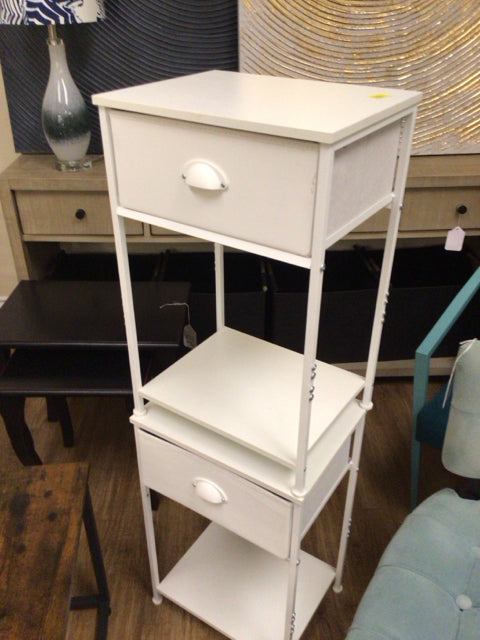 White One Drawer End Table