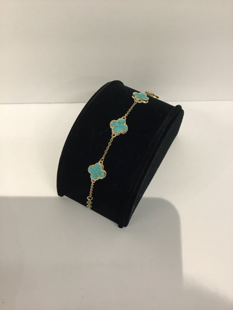 Van Cleef Style Gold/Turquoise Bracelet