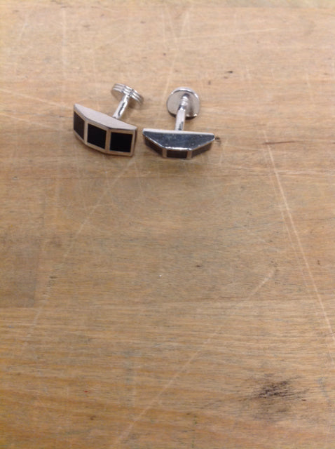 Men's- Black & Silver Cuff Links