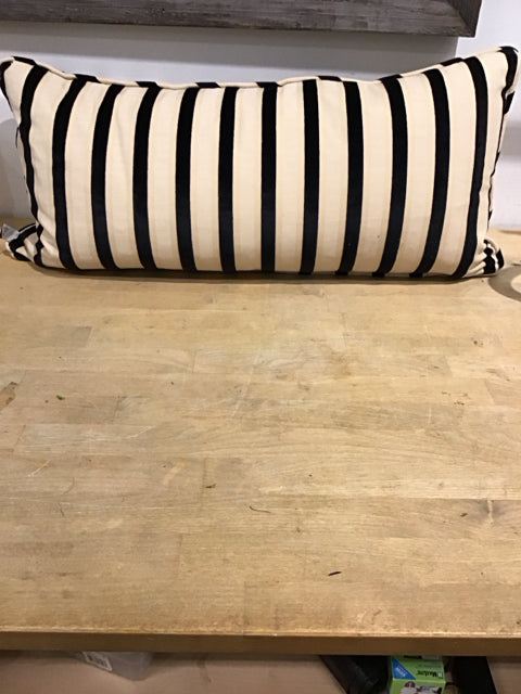 26"x12" Cream Beige Black Striped Lumbar Pillow