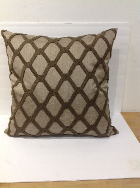 Tan Pillow w/Brown Chenille Design