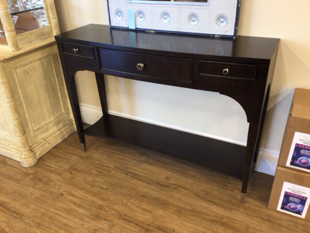 Bernhardt Dark Wood Three Drawer Console Table
