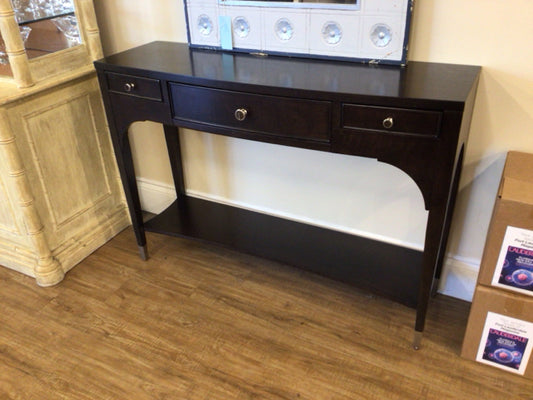 Bernhardt Dark Wood Three Drawer Console Table