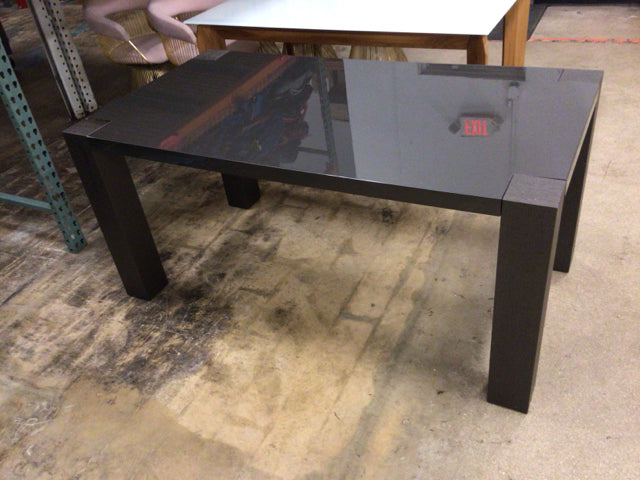 33 3/8" X 62 3/4" AS-IS Grey Lacqured Wood Leg Dining Table(One Leg Top Damage)