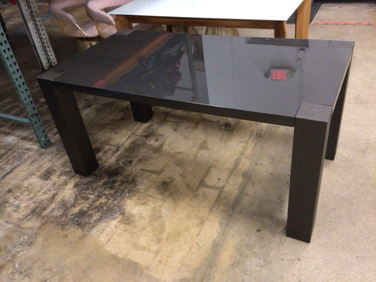 33 3/8" X 62 3/4" AS-IS Grey Lacqured Wood Leg Dining Table(One Leg Top Damage)