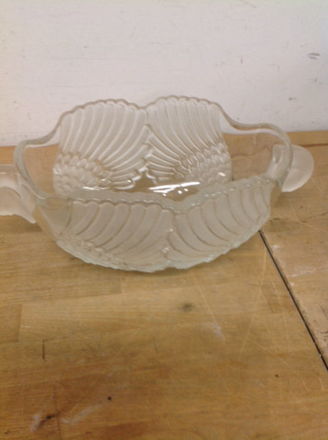 Bowl- 12" Frosted Glass Swan