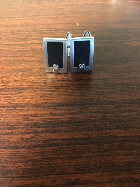 Silvertone Black Oxidized Interior Cufflinks