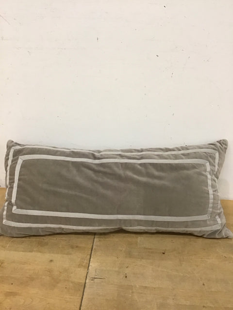 27"x12" Gray Velvet Lumbar Pillow